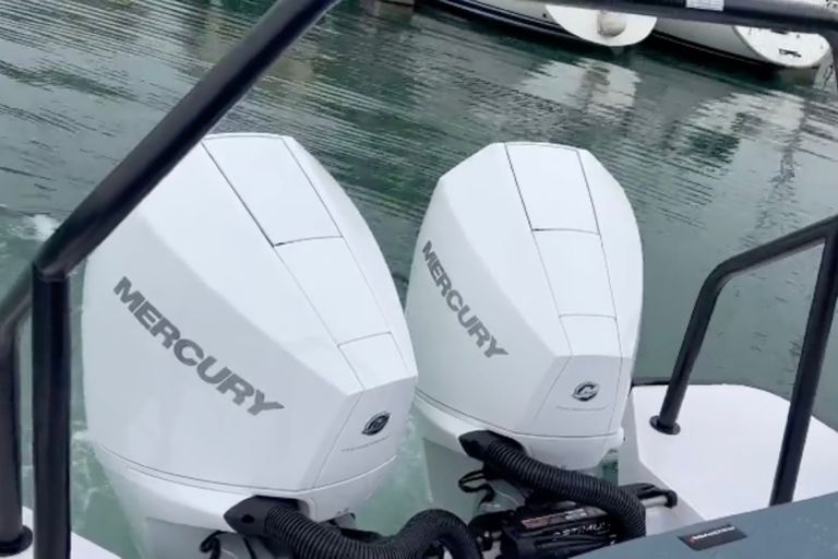 Mercury twin outboard engines on axopar.