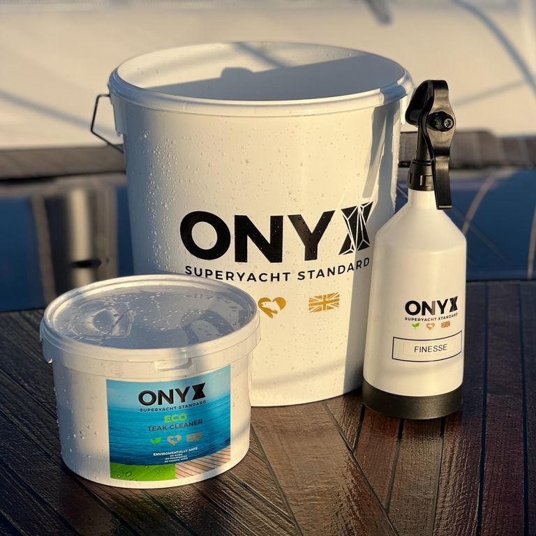 Onyx and Wessed teak treat and boat wash for cleaning and deck scrub.